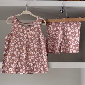 Lou & Bear Daisy Print Tank and Shorts Matching Set kids pink summer bamboo
